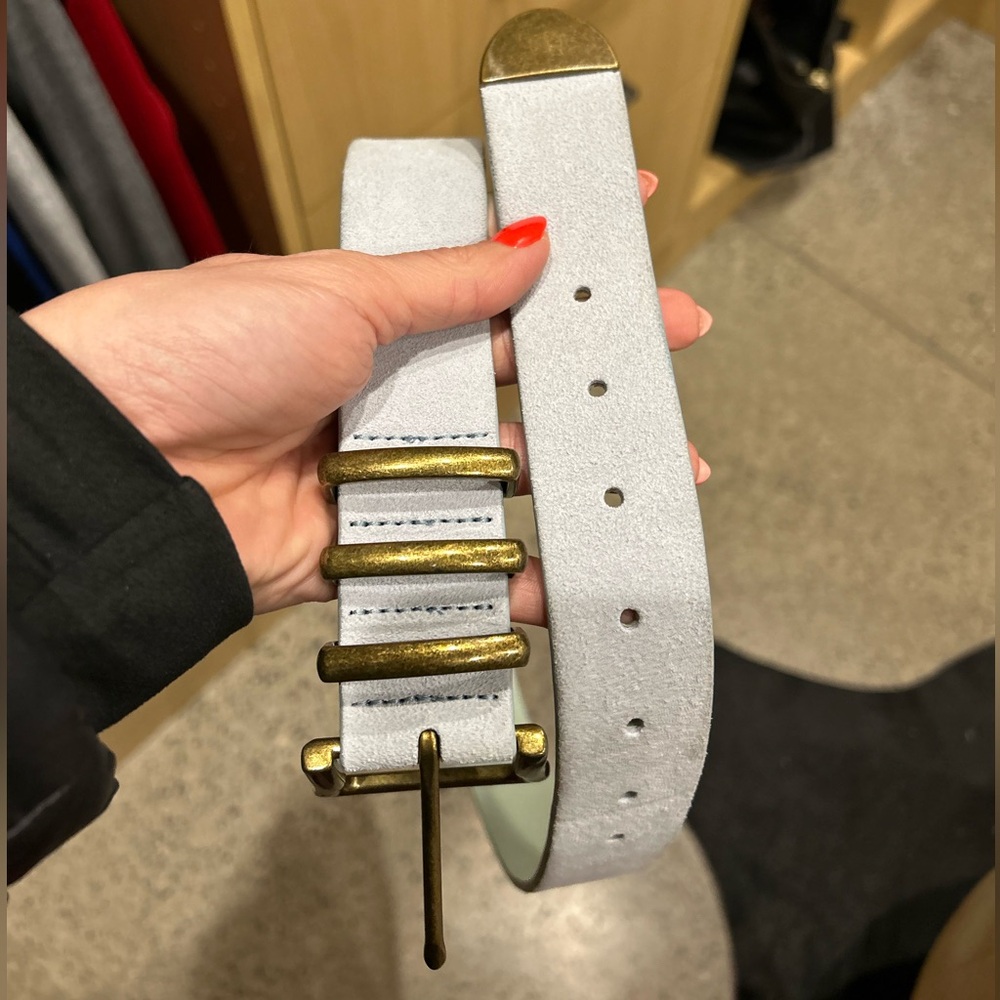 Anthropologie Powder blue Belt with Gold Accents